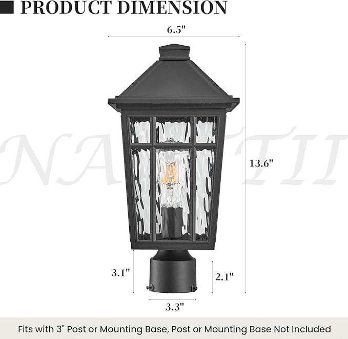 Outdoor Post Light Fixtures Black Outdoor Pole Light Waterproof Aluminum Pillar Lights Outdoor for Garden Patio Pathway