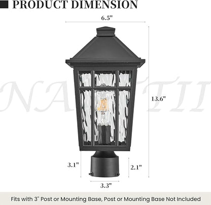 Outdoor Light Post Black Outdoor Post Light Fixtures Waterproof Aluminum Pillar Lights Outdoor 13.6 Inch Height 2-Pack