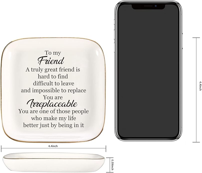 Scwhousi Ring Dish Jewelry Tray for Friend Mom Sister Maid of Honor,Birthday Mother's Day Christmas Gifts
