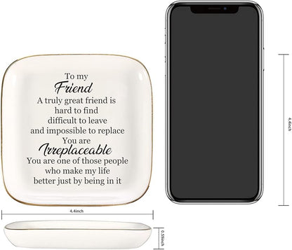Scwhousi Ring Dish Jewelry Tray for Friend Mom Sister Maid of Honor,Birthday Mother's Day Christmas Gifts