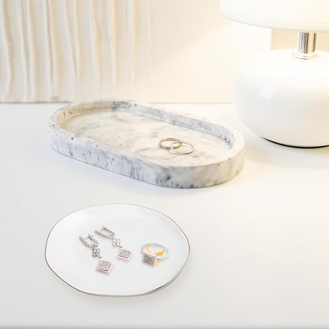 Initials Ring Dish Jewery Tray with Personalized K Monogrammed, Decorative Trinket Dish for Rings Earrings Necklaces Bracelet Watch Keys, Women Wife Friend Birthday Wedding Christmas Gifts