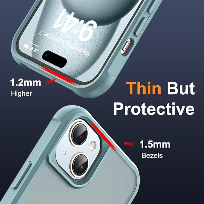 Compatible with iPhone 15 Case with Invisible Magnetic O-Ring Stand Military-Grade Translucent Case for iPhone 15 6.1" [Compatible with Mag-Safe][Great Grip Feeling], Blue