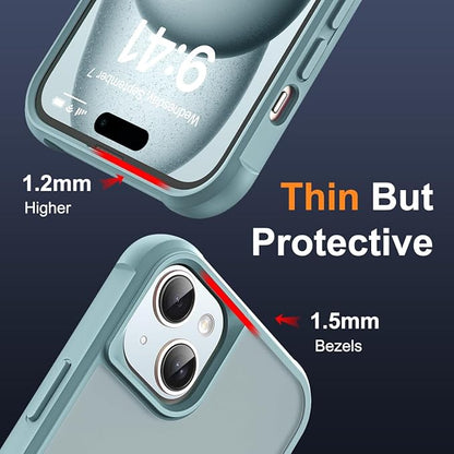 Compatible with iPhone 15 Case with Invisible Magnetic O-Ring Stand Military-Grade Translucent Case for iPhone 15 6.1" [Compatible with Mag-Safe][Great Grip Feeling], Blue