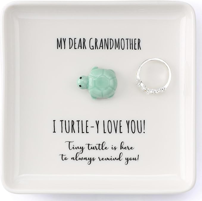 HOME SMILE Turtle Jewelry Dish Tray-Grandma Gifts Mothers Day Birthday Gifts for Grandma from Granddaughter Grandson Grandkids,I Turtley Love You Gifts