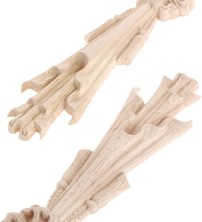 MUXSAM Wood Carved Appliques Onlays, Unpainted Carving Decals Mouldings Trim for Window Door Frame Rome Column Wall Mantel Dresser Fire Stove Surround Decor, 30x7cm/11.81"x2.76" (4-Pack)