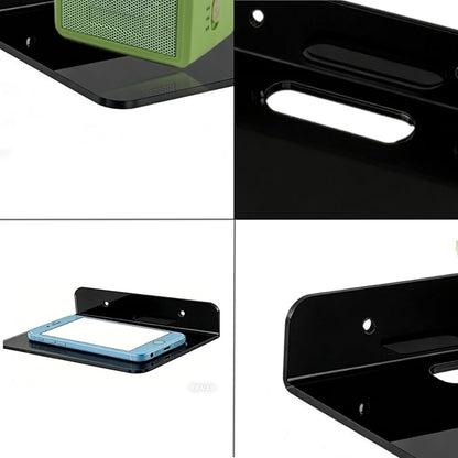 Small Floating Shelves Acrylic Wall Shelf 2 Pack Hanging Shelves for Bedroom, Gaming Room, Living Room, Bathroom, Office with Cable Clips (Black)
