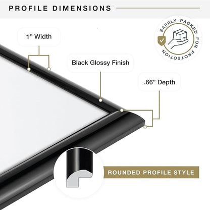 MCS Trendsetter 13.5x40 Poster Frame Black High-Gloss, Vertical & Horizontal Wall Hanging Large Picture Frame for Photos, Posters & Art Prints (1-Pack)