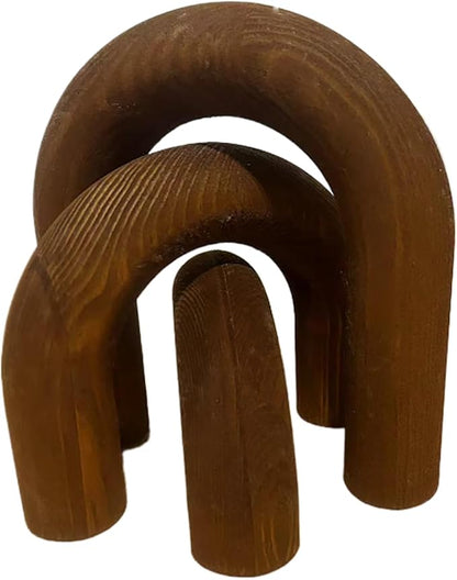 3Pcs Wood Arch Decor Accents - Home Book Table Decorative Rustic Arch Decor Modern Boho Minimalist Coffee Table Bookshelf Living Room Entryway Aesthetic Decorations Objects (Pumpkins)
