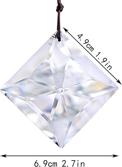 HDCRYSTALGIFTS 2PCS 50mm Clear Crystal Sun Catcher Prisms, Hanging Suncatchers with Glass Prism, Rainbow Maker for Windows, Balcony, Kitchen, Garden, Christmas Tree Decoration