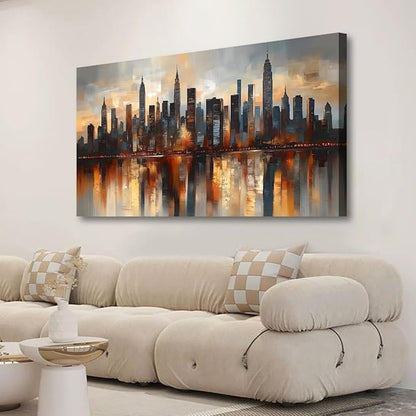 Abstraction Pictures Canvas Wall Art for Living room Office Bedroom Wall Decor,City night Scene Wall Art Print Paintings Modern Natural Landscape Artwork Waterproof Ready to Hang-20x40inch