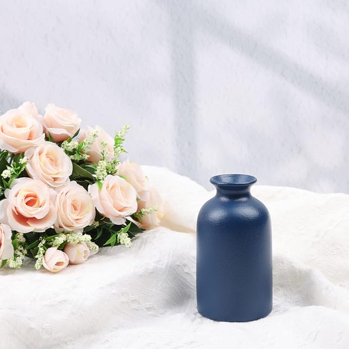 Ceramic Bud Vases Set of 6, Blue Bud Vase Set for Flowers Pampas Grass, Mini Pottery Vase with Minimalist Modern Rustic Style for Table Centerpieces of Home, Office, Wedding