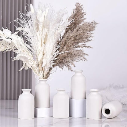 White Bud Vases Set of 6 - Mini White Ceramic Vases for Flowers, Modern Bud Vase for Table Decor, Boho Small Vase for Home Decor, Centerpieces in Bulk for Wedding, Home, Table, Party Decor