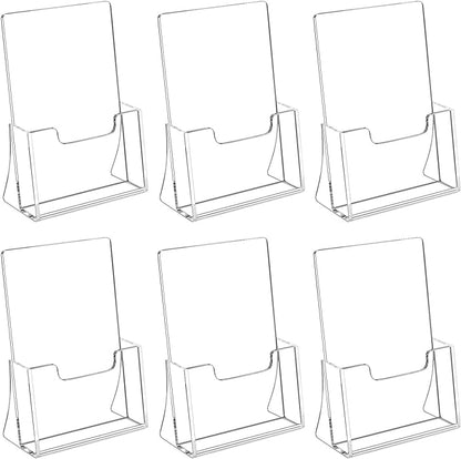 HIIMIEI Brochure Holder 8.5 x 5.5 inches, Acrylic Flyer Holder with 6 Pack, Plastic Stands for Displaying Magazines, Pamphlets, Literature, Brochures, Booklets, Menu