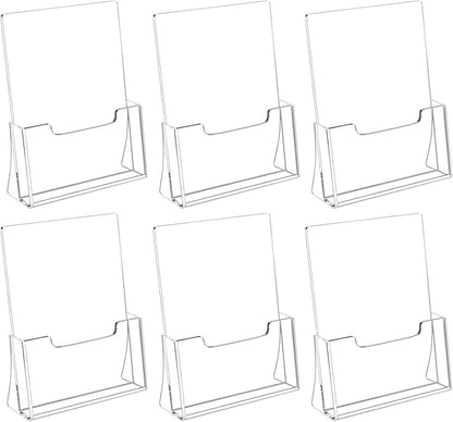 HIIMIEI Brochure Holder 8.5 x 11 inches, Acrylic Flyer Holder with 6 Pack, Plastic Stands for Displaying Magazines, Pamphlets, Literature, Brochures, Booklets, Menu