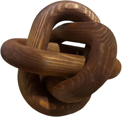 Wood Knot Decor -Coffee Table Decor Shelf Decor Table Books Hand Carved Home Decoration Boho Country Rustic Modern Shabby Chic Style Decor 3 Link Wooden Knot Chain Link Decor (Pumpkin Colors)