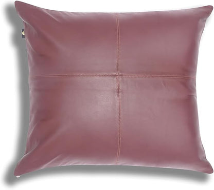 LL LEATHER LOVERS Lambskin Leather Pillow Cover - Sofa Cushion Case - Decorative Throw Covers for Living Room & Bedroom, 20x20 Inches - Dark Maroon Pack of 1