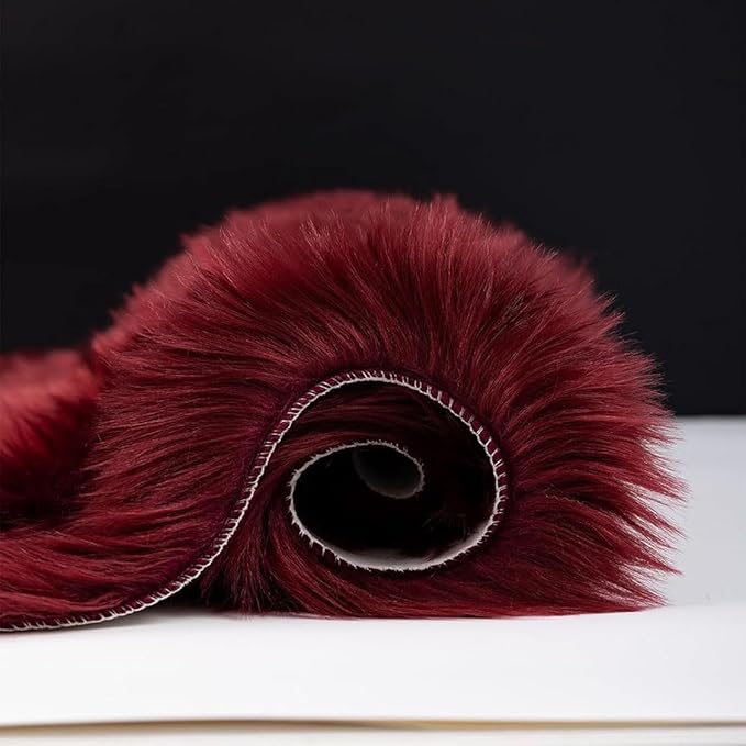 Faux Fur Rug Runner 2x6 ft Burgundy - Machine Washable Super Soft Plush Shaggy Fluffy Area Carpet,Sheepskin Rug Fuzzy Floor Mat for Bedroom, Sofa,Living Room, Bedside, Nursery & Kids Room