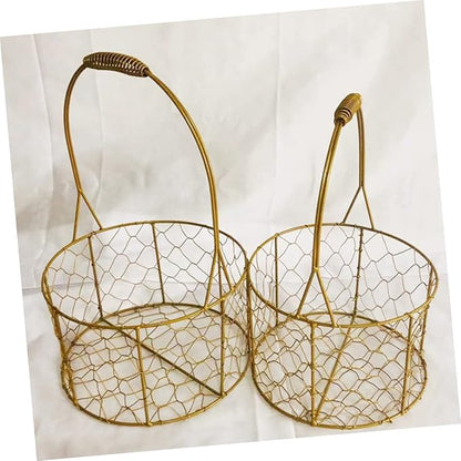 Round Iron Wire Basket with Handle Versatile Storage for Wedding Decorations Home Organization and Party Favors Housewarmings and Special Occasions