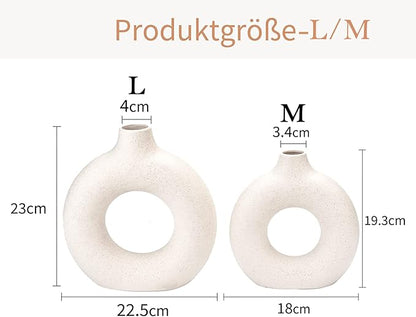 CEMABT Vases for Pampas Grass,2PC Creative Vase Modern Home Decor,Handmade Vase White Ceramic Dried Flowers Crafts Ornaments for Office Home Deco Decoration,Vase Beige