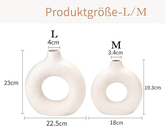 CEMABT Vases for Pampas Grass,2PC Creative Vase Modern Home Decor,Handmade Vase White Ceramic Dried Flowers Crafts Ornaments for Office Home Deco Decoration,Vase Beige