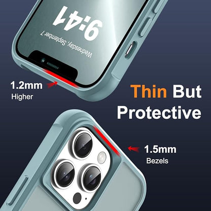 Compatible with iPhone 12 Pro Max Case & iPhone 13 Pro Max Case with Invisible Magnetic O-Ring Stand Translucent Phone Cases 6.7" [Compatible with Mag-Safe][Great Grip Feeling], Blue