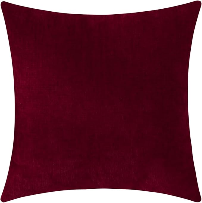 Jeneoo Santa Red Decorative Throw Pillow Covers Soft Chenille Comfy Square Couch Cushion Cases for Living Room Sofa Decor (Set of 1, 24 x 24 Inches)