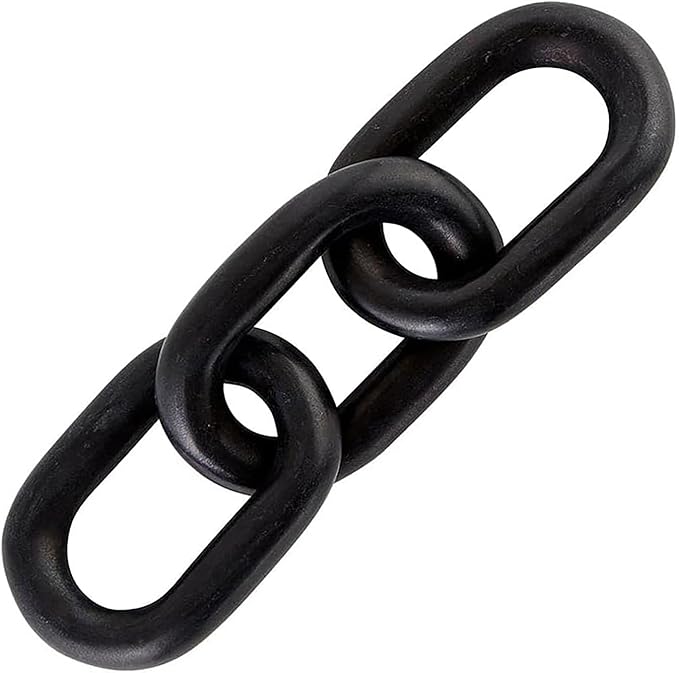 Wood Knot Decor, 3 Link Boho Wooden Chain Link Decor,Modern Rustic Home Decorations for Book Shelf Fireplace Coffee Table Living Room Décor (Black)