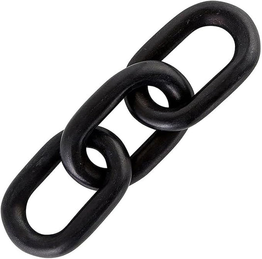 Wood Knot Decor, 3 Link Boho Wooden Chain Link Decor,Modern Rustic Home Decorations for Book Shelf Fireplace Coffee Table Living Room Décor (Black)