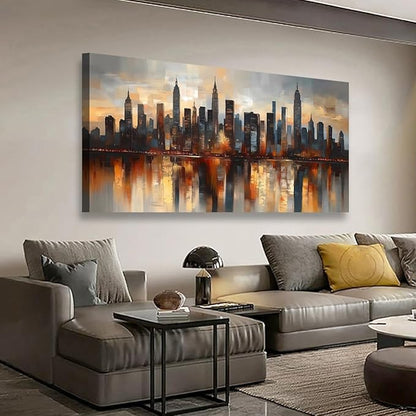 Abstraction Pictures Canvas Wall Art for Living room Office Bedroom Wall Decor,City night Scene Wall Art Print Paintings Modern Natural Landscape Artwork Waterproof Ready to Hang-20x40inch