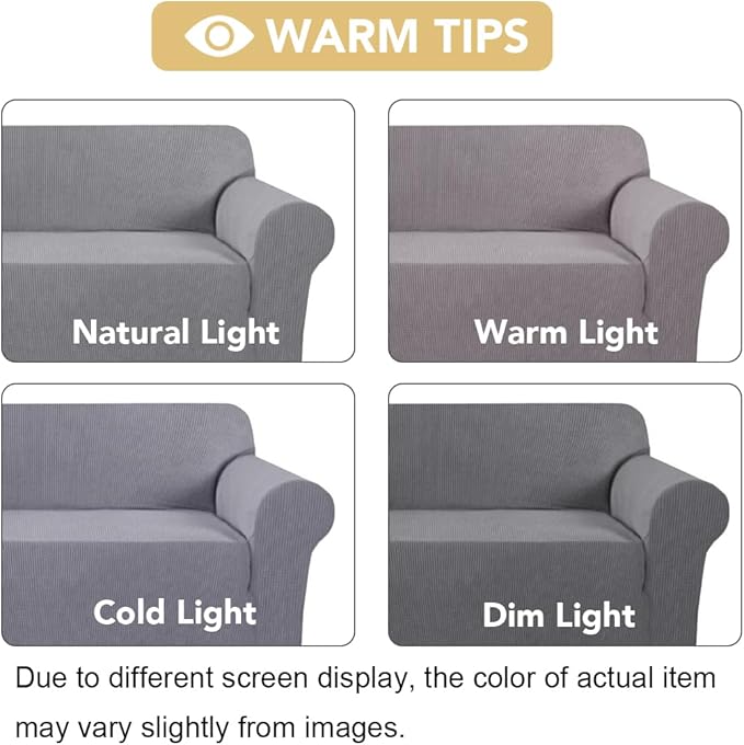 H.VERSAILTEX Stretch Sofa Slipcovers Loveseat Slipcover|Cover for Love seat 1 Piece with Elastic Bottom, Textured Checked Jacquard Fabric(Loveseat 58"-70" Wide, Dove)