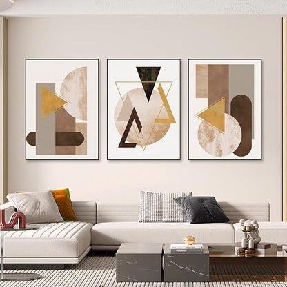 QKF Minimalist Abstraction Canvas Wall Art Decor Home Deco 3 Piece Fashion Geometric Graphical Pictures Modern Bedroom Room Bathroom Posters & Prints 16“X 24”