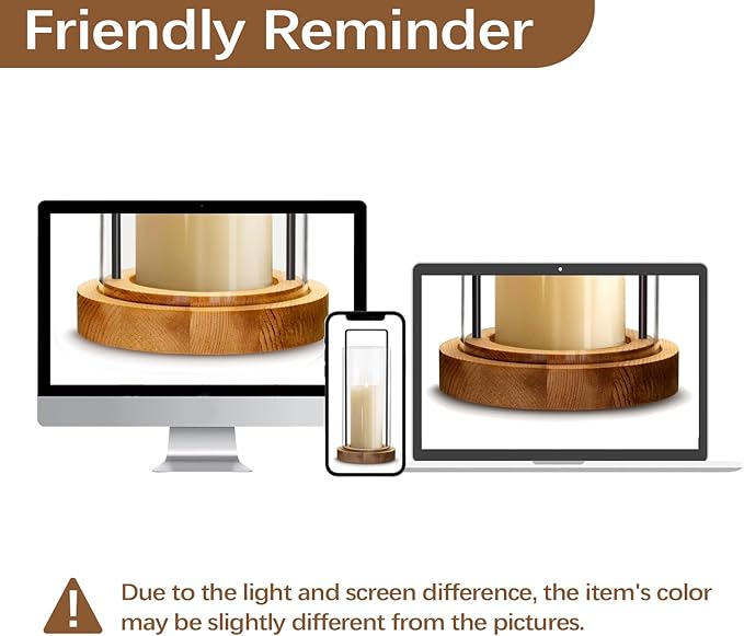 Houmury Set of 2 Brown Hurricane Candle Holders Lantern 12” & 10”with Wood Base Metal Handle Glass Cylinder Modern Farmhouse Decor for Home Decor, Table Centerpieces (Brown)