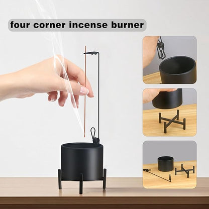 2 Pack Incense Burner, Anti-Ash Flying Metal Incense Holder，Incense Holder for Sticks，with Iron Catcher and Stabilizing Base Four-Legged Base,Perfect for Meditation Yoga, Home Decor