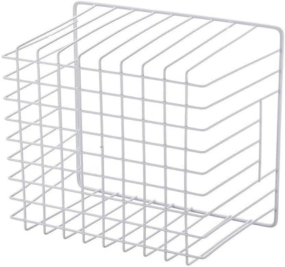 Slideep Fridge Freezer Baskets, Wire Storage Organizer Basket, Household Refrigerator Bin with Built-in Handles for Cabinets, Pantry, Closets, Bedrooms White - Set of 2