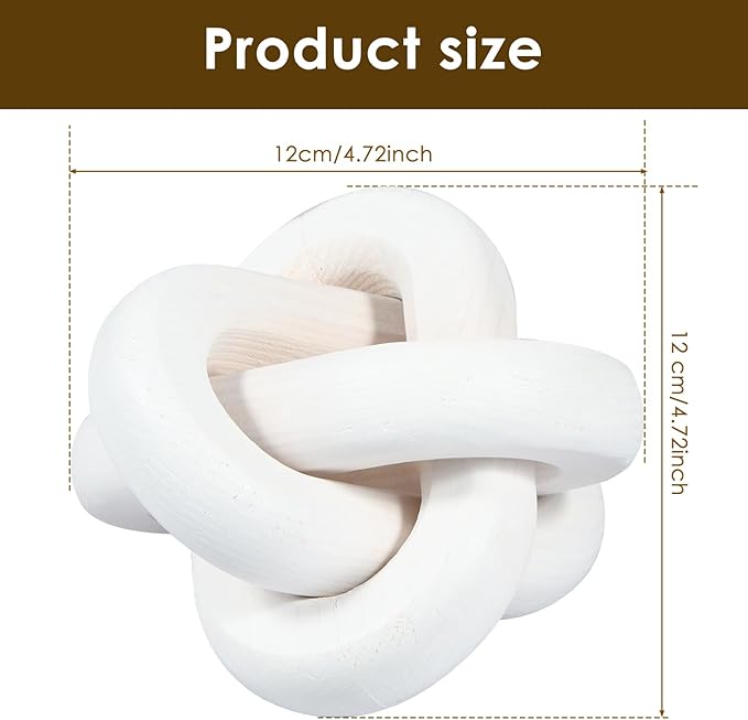 Wood Knot Chain Link Decor 3 Link Boho Wood Knot Decor White/Black Wood Knot Art Decorative Wooden Links Knots Rustic Wood Chain Link Decor for Living Room Bedroom Office Farmhouse Decorations (White)