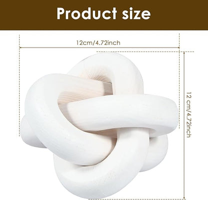Wood Knot Chain Link Decor 3 Link Boho Wood Knot Decor White/Black Wood Knot Art Decorative Wooden Links Knots Rustic Wood Chain Link Decor for Living Room Bedroom Office Farmhouse Decorations (White)