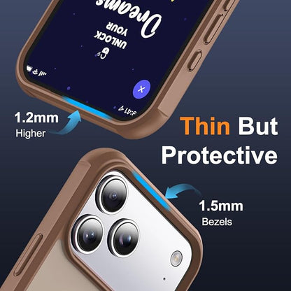 Compatible with iPhone 17 Pro Case with Invisible Magnetic O-Ring Stand Military-Grade Translucent Phone Case for iPhone 17 Pro 6.3" [Compatible with Mag-Safe][Great Grip Feeling],Desert Brown