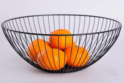 IBWell Wire Fruit Basket Fruit Bowl Kitchen Fruit Basket Stand Fruit Bowls for the Counters Metal Fruit Bowl (Bowl) (Black)