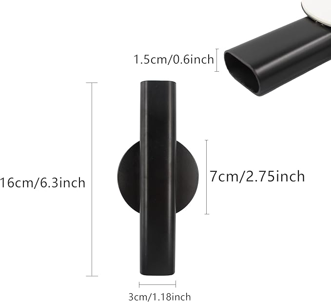 6.3" Wall-Mounted Flower Tube, Top/Bottom Open Vase, Adhesive Metal Flower Open Tube Decoration Holder for Flower Display, Home Office Living Room Bedroom Decoration, 2pcs(Black)