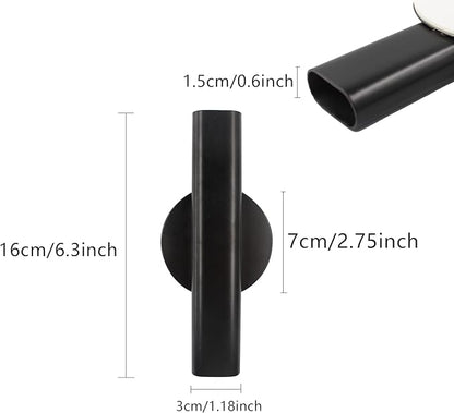 6.3" Wall-Mounted Flower Tube, Top/Bottom Open Vase, Adhesive Metal Flower Open Tube Decoration Holder for Flower Display, Home Office Living Room Bedroom Decoration, 2pcs(Black)