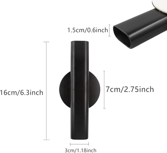 6.3" Wall-Mounted Flower Tube, Top/Bottom Open Vase, Adhesive Metal Flower Open Tube Decoration Holder for Flower Display, Home Office Living Room Bedroom Decoration, 2pcs(Black)
