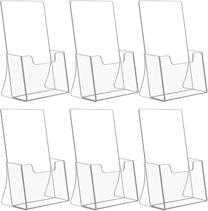 NIUBEE 6 Pack 8.5'' x 5.5'' Acrylic Bi-fold Brochure Holder,Clear Plastic Counter top Flyer Organizers