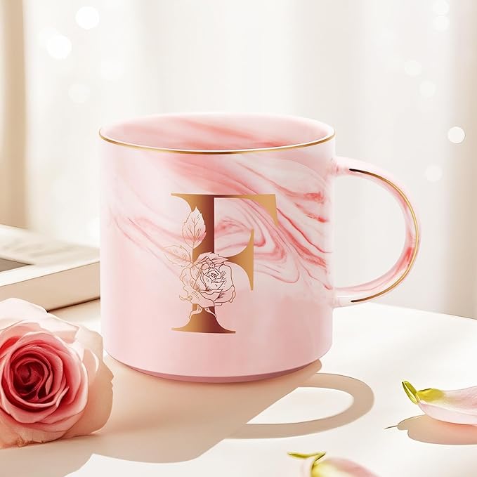 Valentines Day Gifts for Her, Anniversary Birthday Galentines Gifts for Women Mom Grandma Friend Sister Wife Teacher Coworker, Personalized Initial Customized Gift Monogrammed A-Z Coffee Mug 12 OZ(F)
