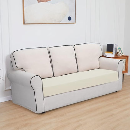 Easy-Going 100% Waterproof Sofa Seat Cushion Slipcovers Couch Cushion Cover Stretch Furniture Protector for Kids, Pets (Sofa Cushion, Ivory)