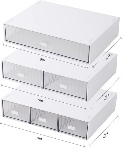 Desk Organizer Stackable Storage with 6 Drawers Stackable Drawers for Desk Storage, Makeup Storage Accessories, Desktop Accessories with Drawers, White
