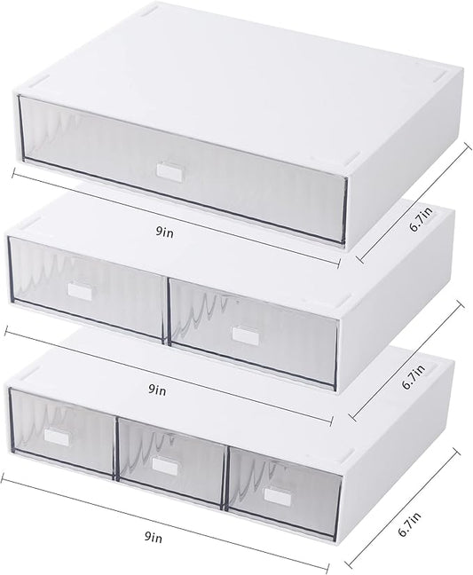 Desk Organizer Stackable Storage with 6 Drawers Stackable Drawers for Desk Storage, Makeup Storage Accessories, Desktop Accessories with Drawers, White