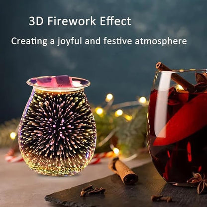 Dicimi 3D Candle Candle Warmer, Electric Oil Burner, Fragrance Warmer for Home Office Bedroom Living Room Present and Decorations (3D Fireworks)