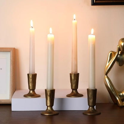Mumufy Set of 4 Brass Taper Candle Holders Antique Vintage Candlestick Holders Brass Iron Taper Candlestick Decorative Candle Stand Decor for Weddings Dining Parties Timeless Decor Accent