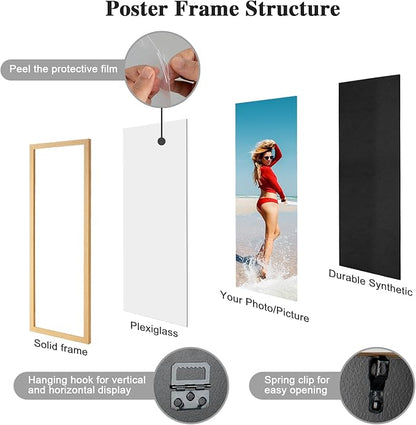 13x39 Frame Gold, Modern 39x13 Picture Poster Frame, Horizontal Vertical Hanging, Ornate 13 by 39 Gallery Family Concert Portrait Photo Frame Anniversary/Birthday/Wedding/Thank you/Christmas Gift