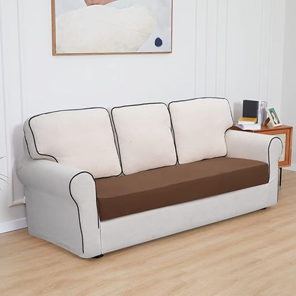 Easy-Going 100% Waterproof Oversized Sofa Seat Cushion Slipcovers Couch Cushion Cover Stretch Furniture Protector for Kids, Pets (Oversized Sofa Cushion, Brown)